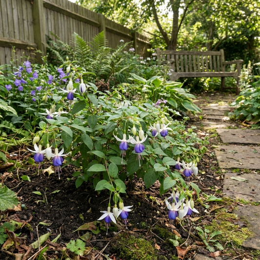 Fuchsia 'Blue Angel' – Blue & White Trailing Fuchsia (3 x 10.5cm Pots)