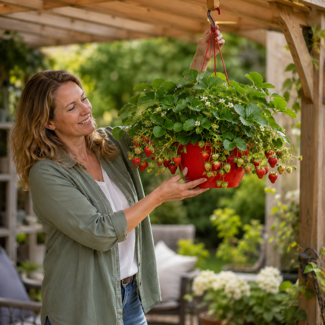Strawberry 'Toscana' – Pre-Planted Hanging Basket (25cm)