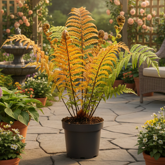 Dryopteris 'Jurassic Gold' (Golden Shield Fern) – Hardy Fern (3L Pot)