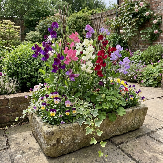 Sweet Pea 'Mammoth Mix' (Lathyrus odoratus) – Scented Annual for Cutting (Set of 3 or 6)