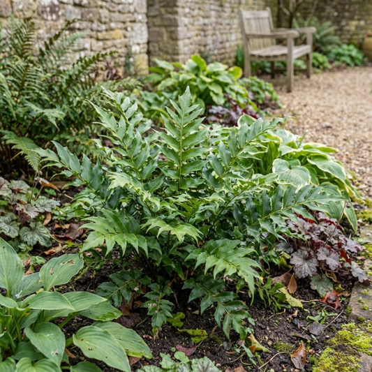 Cyrtomium fortunei (Fortune's Holly Fern) – Evergreen Fern (Set of 3 or 6)