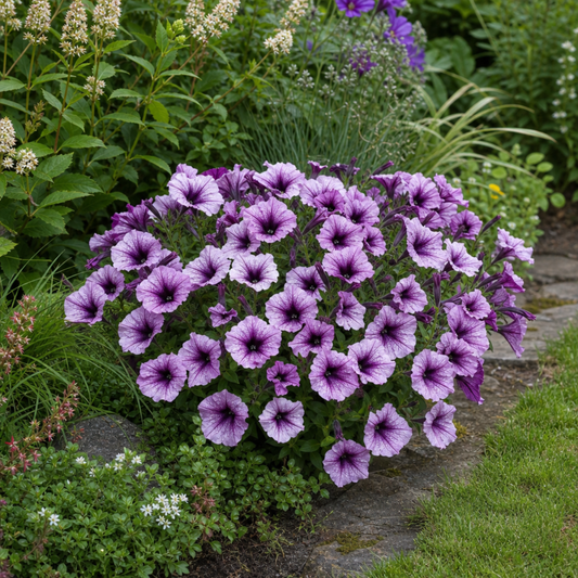 Petunia 'Sanguna Mega Purple Vein' – Compact Summer Bedding (2L Pot)