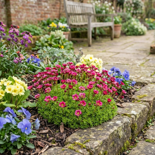 Saxifraga 'Marto Rose' (Mossy Saxifrage) – Hardy Evergreen Alpine (Set of 3 or 6)