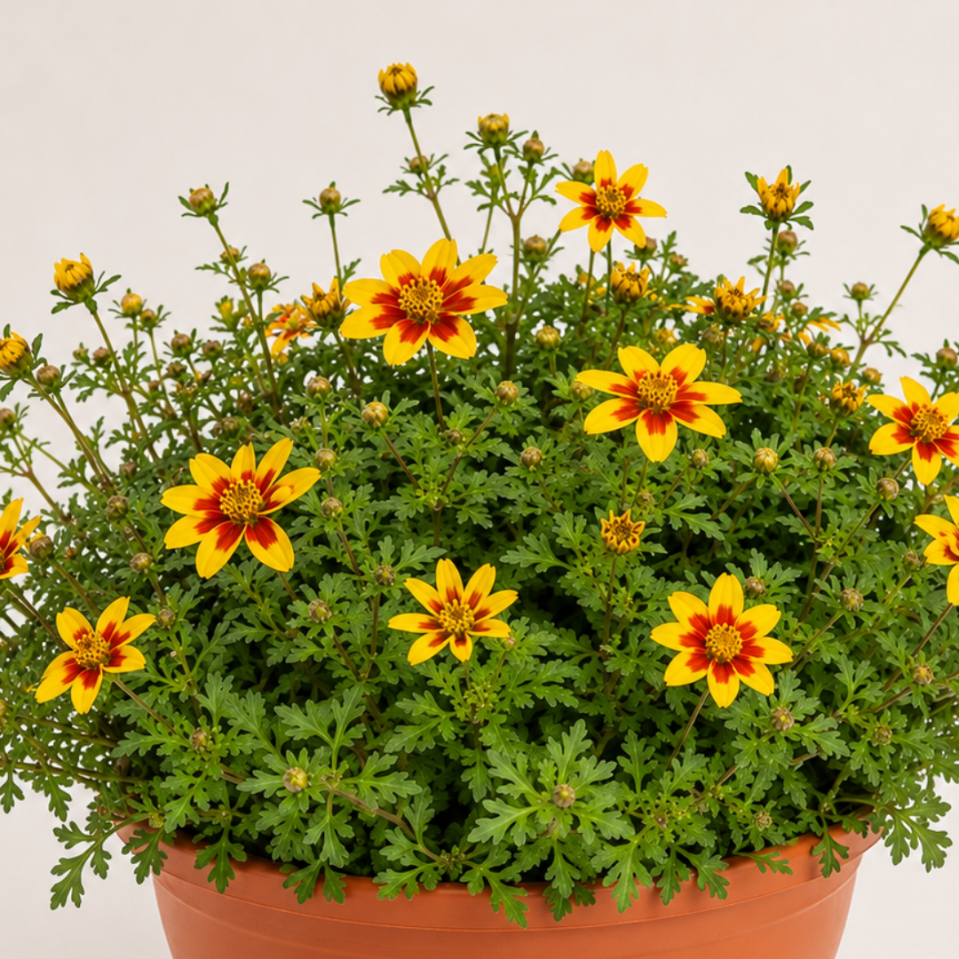 Bidens 'Taka Tuka Yellow Red Star' – Trailing Summer Bedding (21cm Pot)