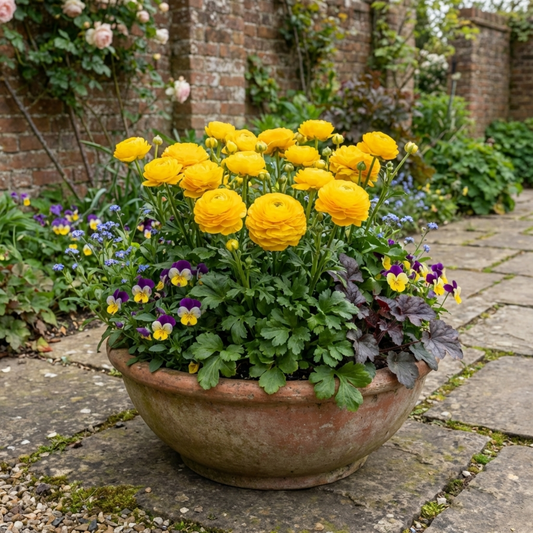 Ranunculus 'Vortex Golden Yellow' (Persian Buttercup) – Spring Bedding (3 or 6 x 10.5cm Pots)