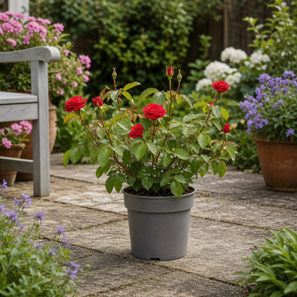 Patio Rose, Red – Compact Repeat Flowering Rose (3L Pot)