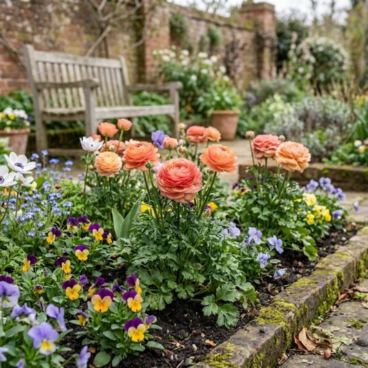 Ranunculus 'Vortex Orange Pink' (Persian Buttercup) – Spring Bedding (Set of 3 or 6)