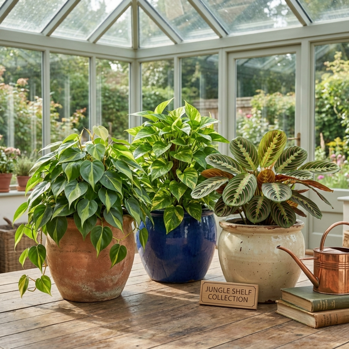 Philodendron 'Brasil', Golden Pothos & Maranta 'Fascinator' – Trailing Houseplant Collection (Set of 3)
