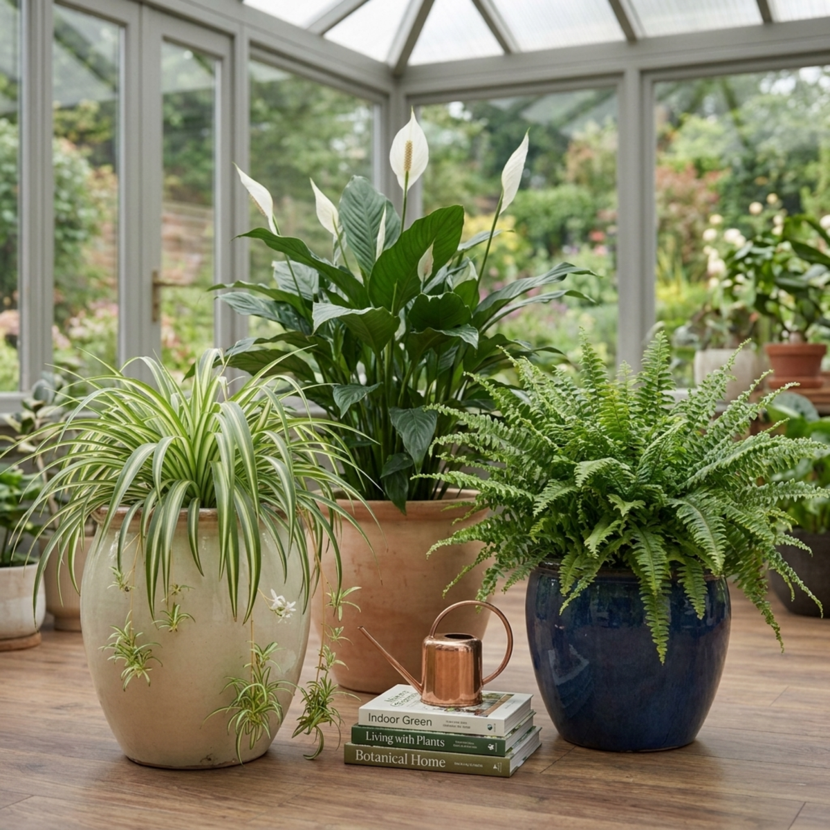 Peace Lily, Spider Plant & Boston Fern – Air Purifying Houseplant Collection (Set of 3)