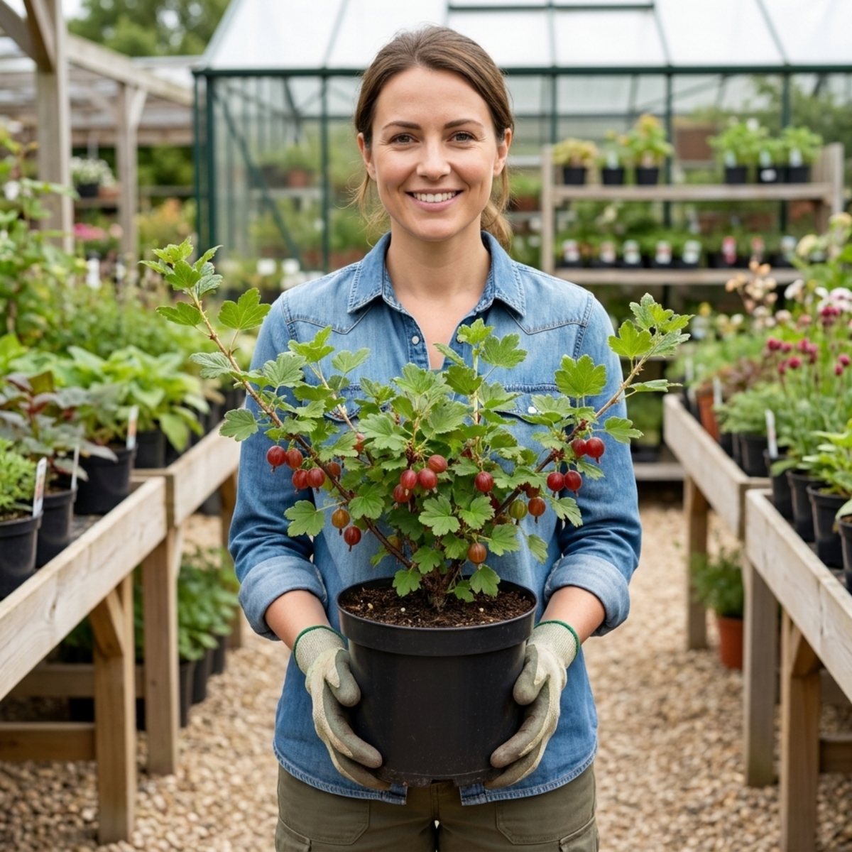 Red Gooseberry – Self-Fertile Fruit Bush (5L Pot)