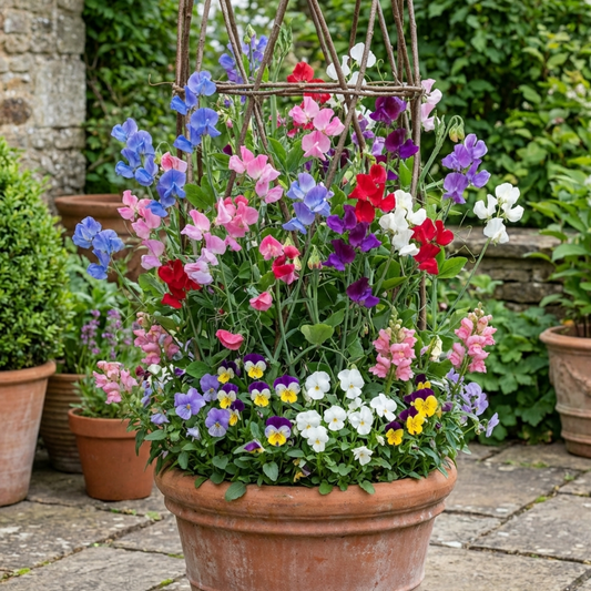 Sweet Pea 'Growers Colour Mix' (Lathyrus odoratus) – Scented Annual for Cutting (Set of 3 or 6)