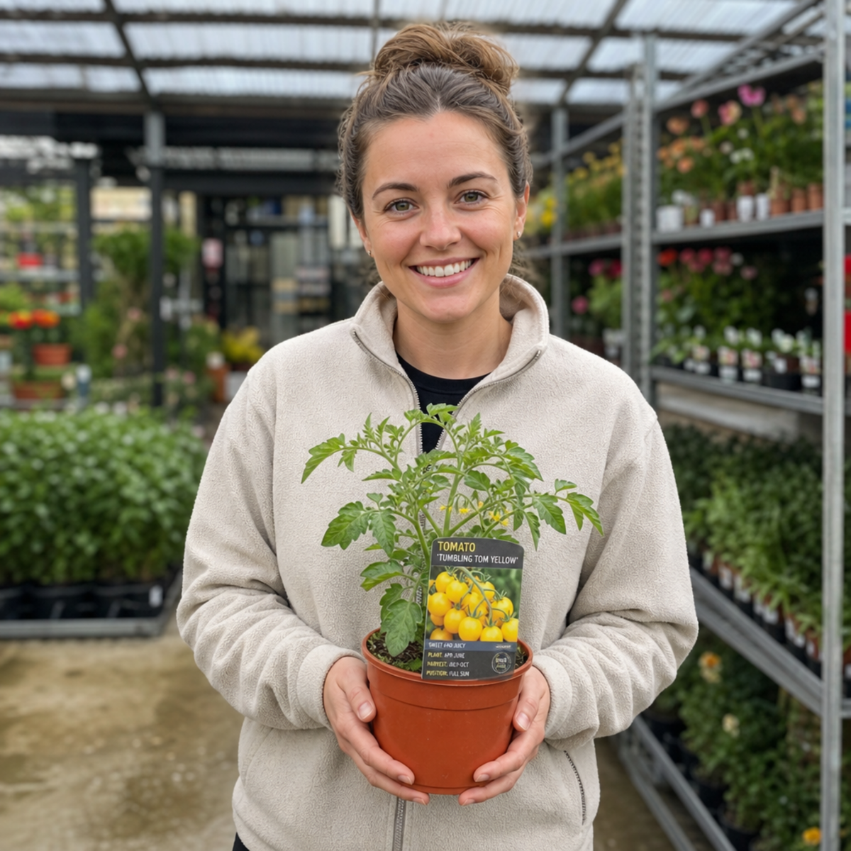 Tomato 'Tumbling Tom Yellow' – Trailing Cherry Tomato (2L Pot)