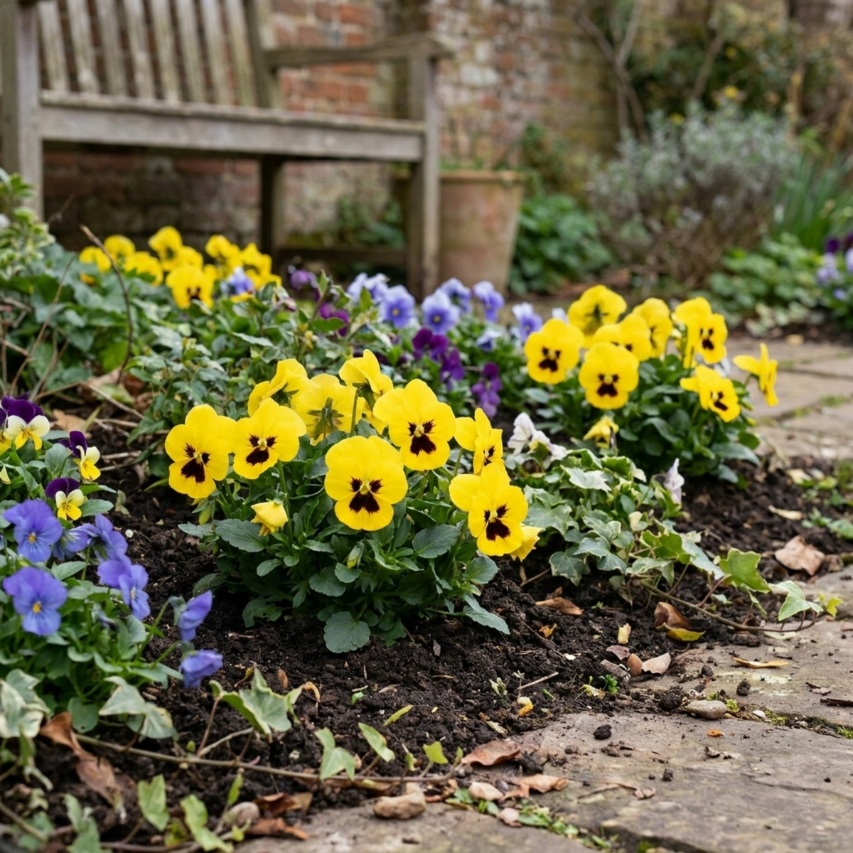 Pansy 'Cats Plus Yellow' – Hardy Winter and Spring Bedding (Set of 3 or 6)
