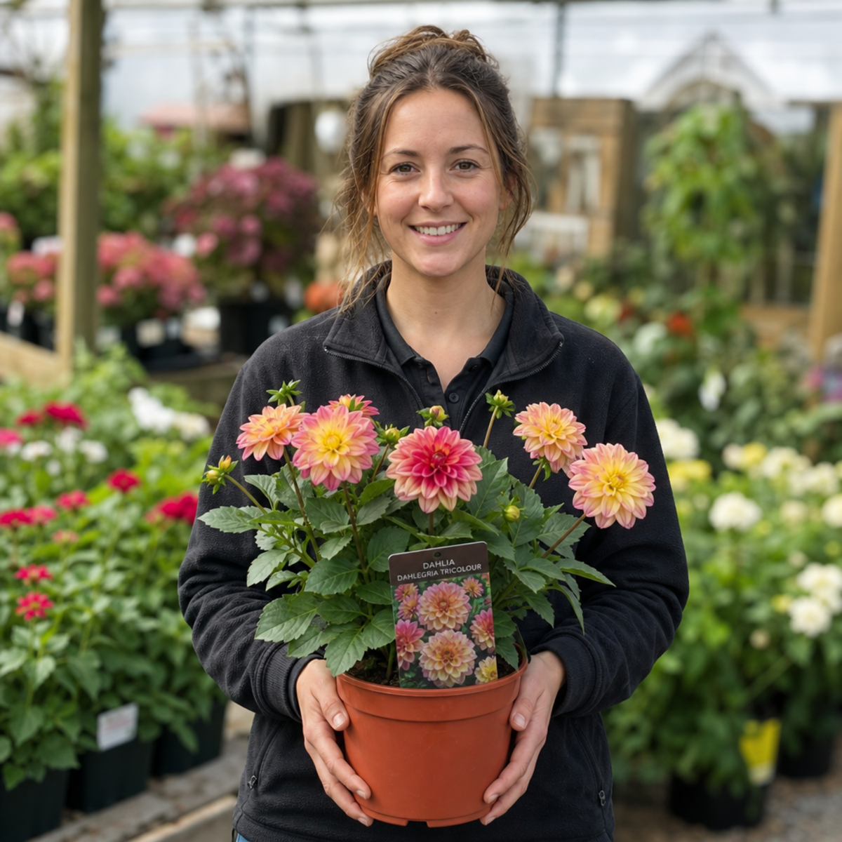 Dahlia 'Dahlegria Tricolour' – Summer Flowering Perennial (3L Pot)