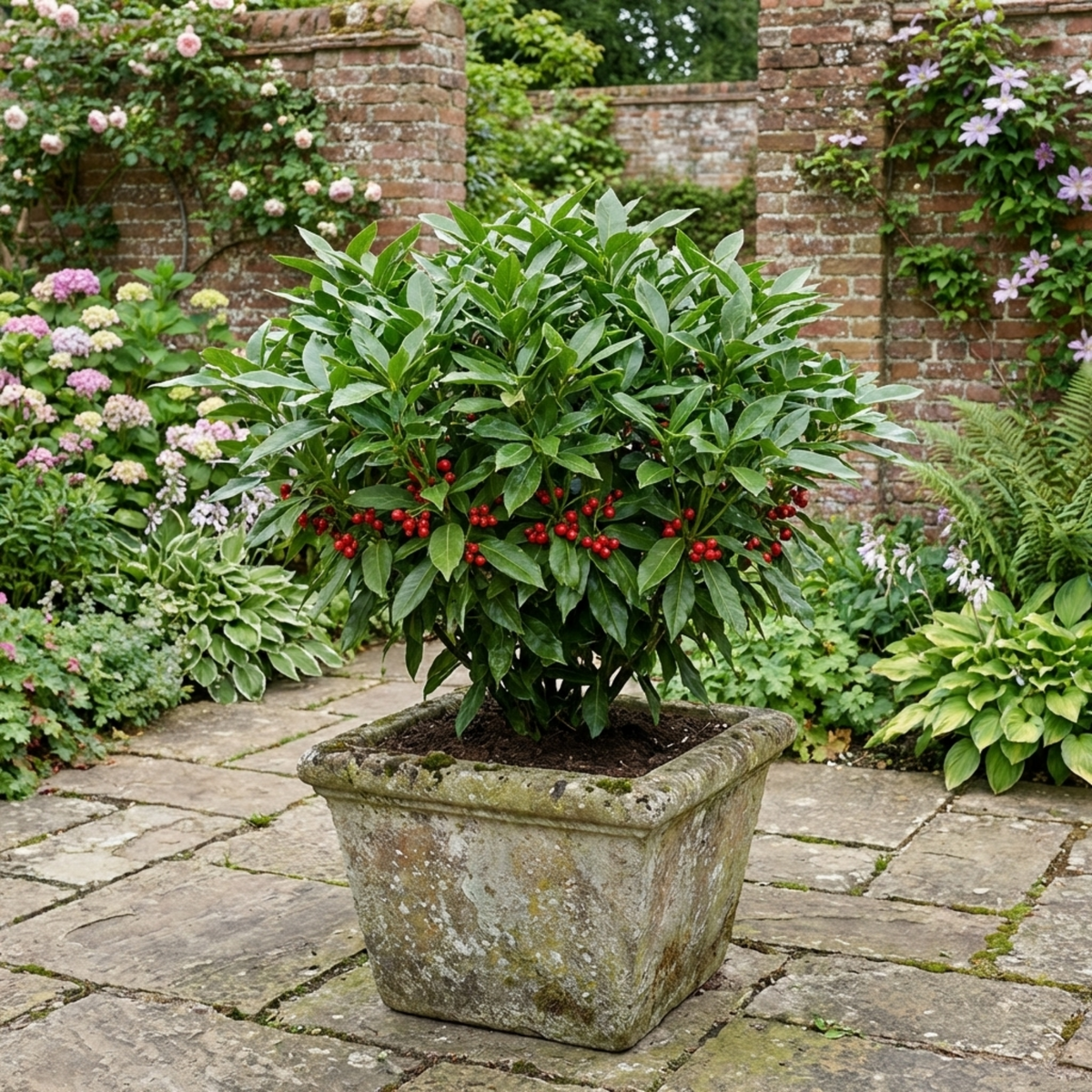 Aucuba japonica 'Rozannie' (Japanese Laurel) – Berrying Evergreen Shrub (3L Pot)