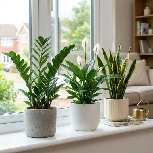 ZZ Plant, Peace Lily & Snake Plant – Low Light Houseplant Collection (Set of 3)