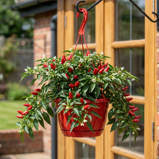 Chilli 'Peppers from Heaven Red' – Compact Cropping Chilli (25cm Hanging Basket)
