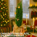 Christmas tree in Jute Sack with baubles Plant