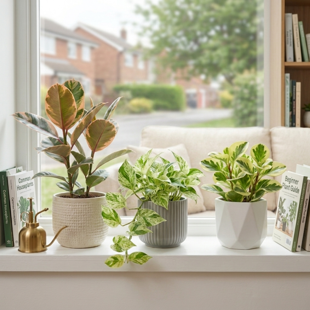 Ficus 'Belize', Marble Queen Pothos & Variegated Peperomia – Variegated Houseplant Collection (Set of 3)