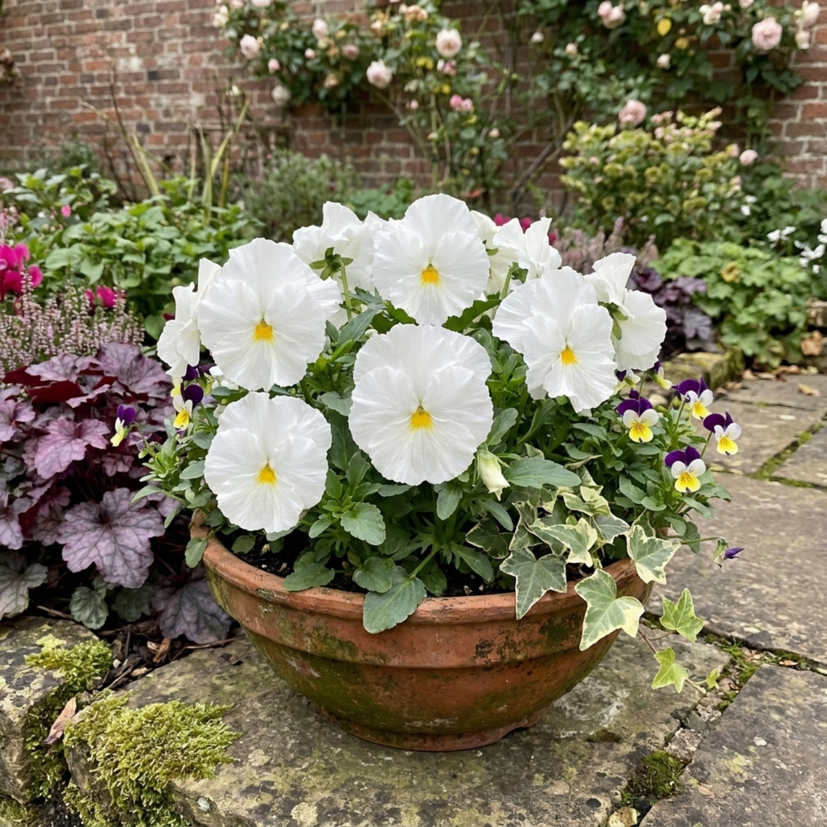 Pansy 'Cats Plus White' – Hardy Winter and Spring Bedding (Set of 3 or 6)