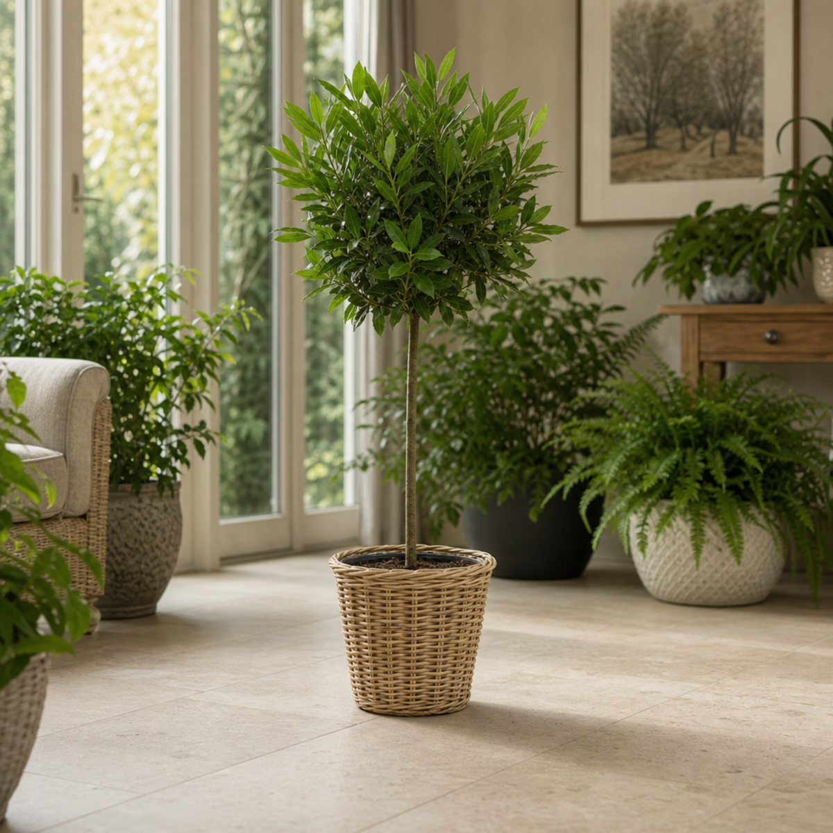 Bay Tree Standard (Laurus nobilis) – Clipped Evergreen Herb (5L Pot)