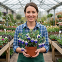 3 Trailing Fuchsia Blue Angel Plants, Blue & White Flowers, Summer Bedding, 10.5cm Pots