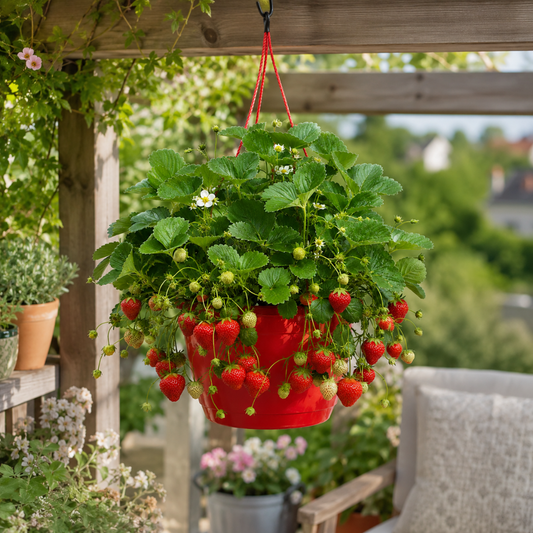 Strawberry 'Toscana' – Pre-Planted Hanging Basket (25cm)