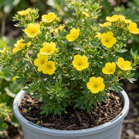 Potentilla fruticosa 'Goldfinger' (Shrubby Cinquefoil) – Yellow Flowering Shrub (2L Pot)
