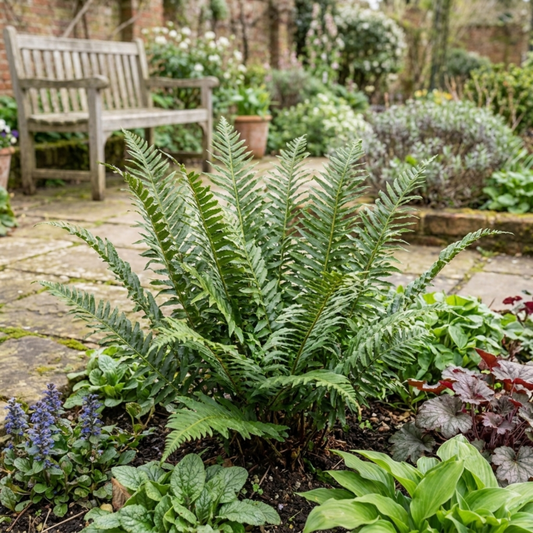 Polystichum braunii (Braun's Holly Fern) – Evergreen Fern (Set of 3 or 6)