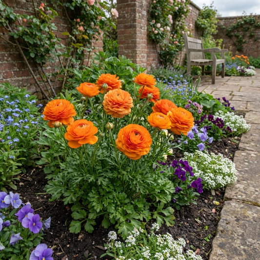 Ranunculus 'Vortex Orange' (Persian Buttercup) – Spring Bedding (Set of 3 or 6)