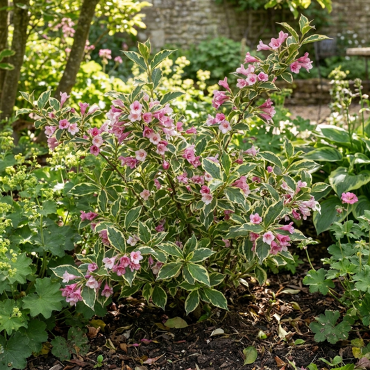 Weigela florida 'Variegata' – Variegated Pink Flowering Shrub (2L Pot)