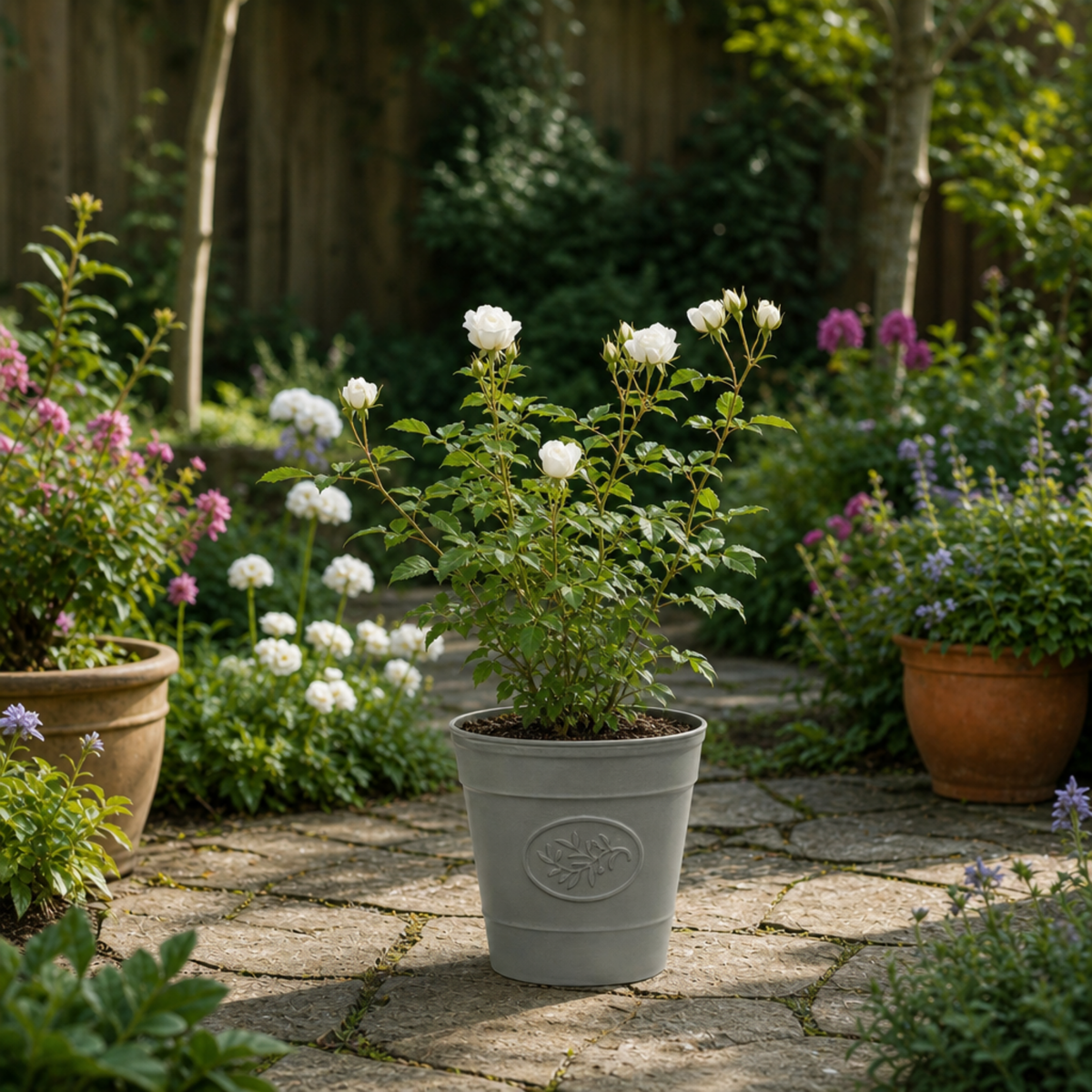 Patio Rose, White – Compact Repeat Flowering Rose (3L Pot)