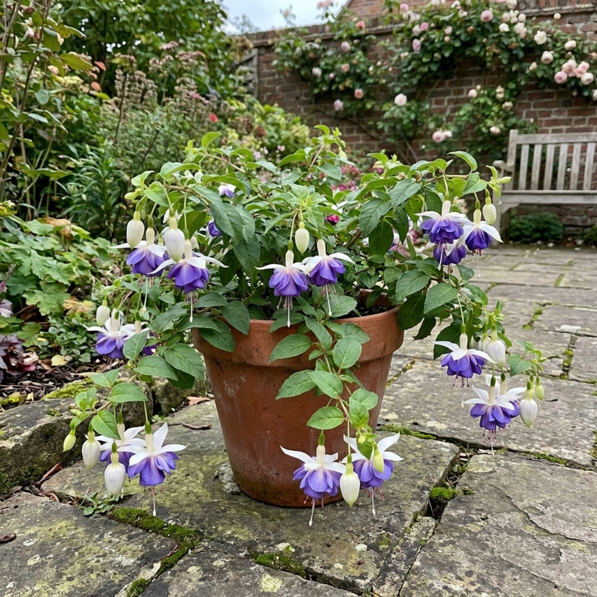 Fuchsia 'Blue Angel' – Blue & White Trailing Fuchsia (3 x 10.5cm Pots)