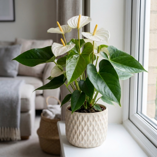 Anthurium White (Flamingo Flower) – Flowering Houseplant (2L Pot)