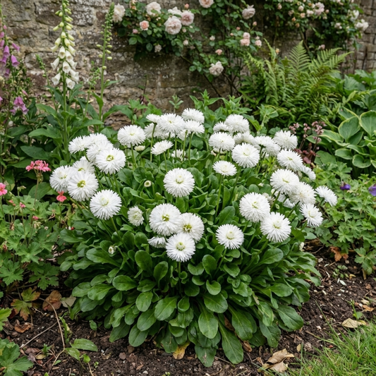 Bellis 'Habanera White' (English Daisy) – Hardy Spring Bedding (2L Pot)